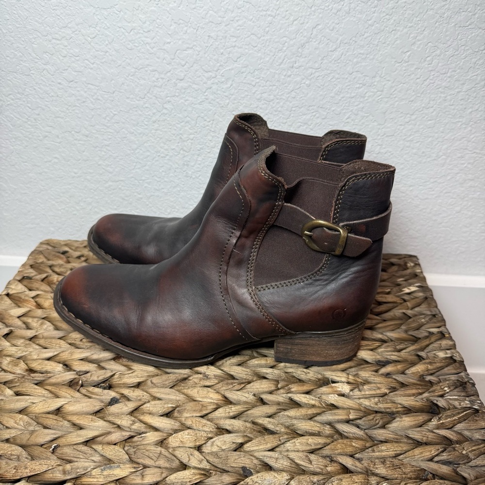 Born Mohan Dark Brown Leather Ankle Booties
